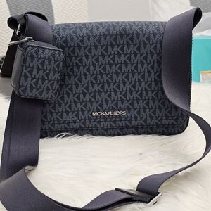 Michael Kors Navy and Black Logo Messenger Bag